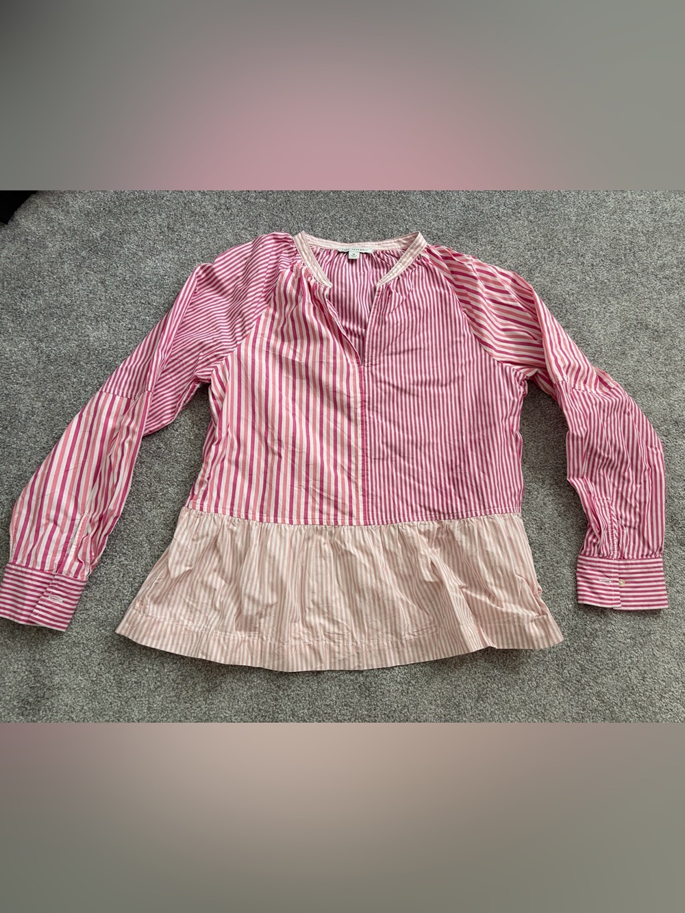 Women’s Pink Striped Peplum Top